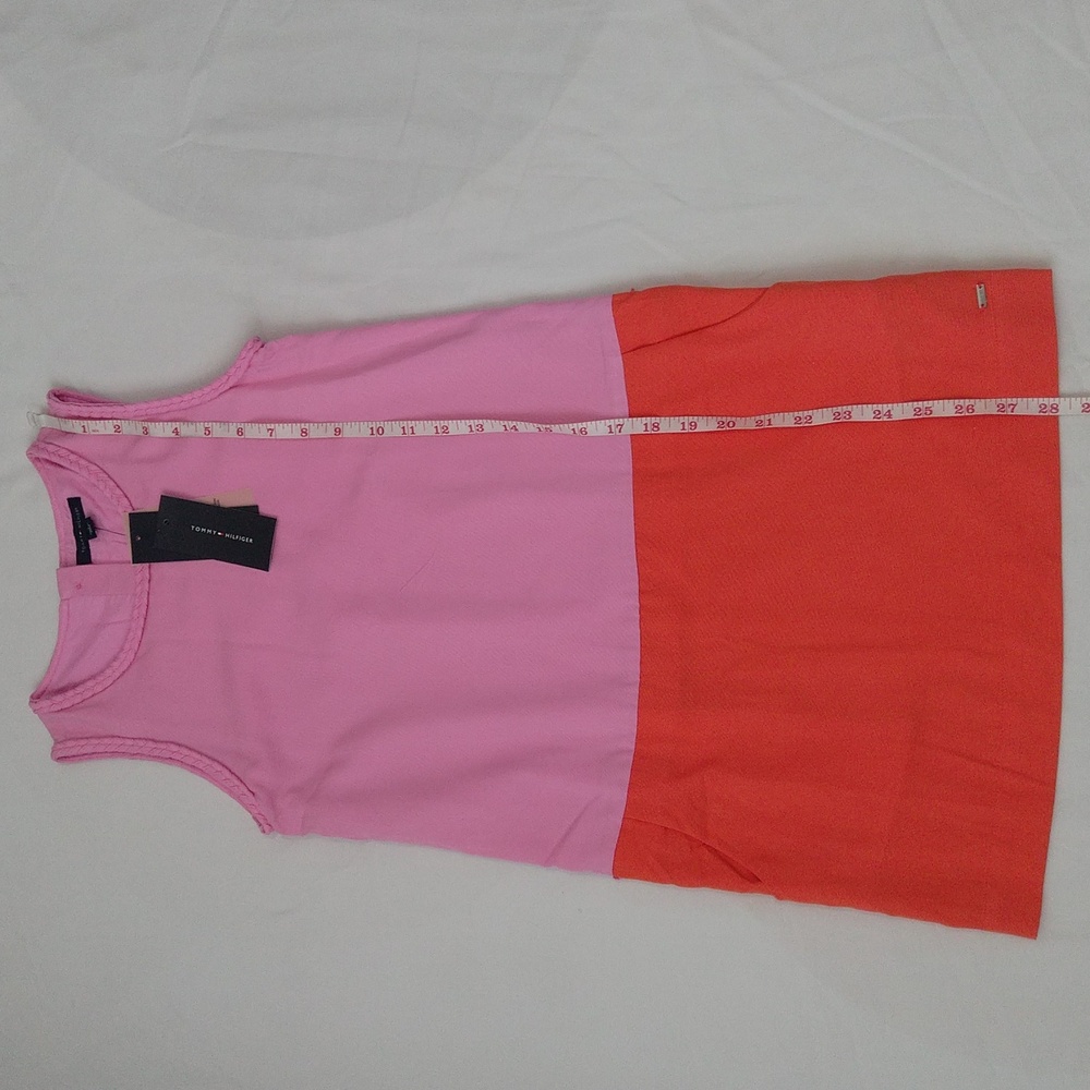 Tommy Hilfiger girl's sleeveless color block pink & orange shift party dress - Picture 10 of 12